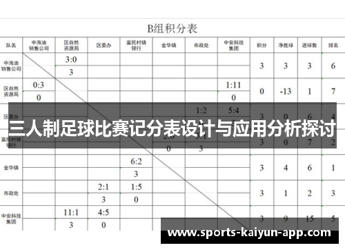 三人制足球比赛记分表设计与应用分析探讨